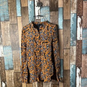 Marc By Marc Jacobs Vibrant Orange and Blue Patterned Shirt with bats